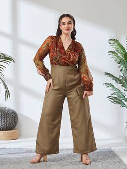 Miss Chase - A+ Curve Collection Plus Size Maroon Bohemian Jumpsuit