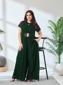 Miss Chase - A+ Curve Collection Plus Size Green Sequin Layered Jumpsuit