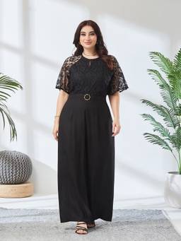 Miss Chase - A+ Curve Collection Plus Size Black Floral Jumpsuit
