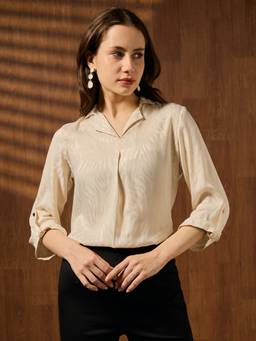 Globus - Women Beige Cuban Collar Blouse