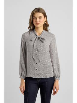 Van Heusen - Women Light Grey Printed Full Sleeves Casual Shirt