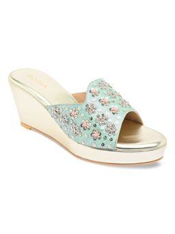 ROCIA - Green Women Embroidered Wedges