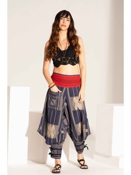 The Veshti Company - Women's Low crotch Loose Baggy Striped Yoga Harem Pants -Blue