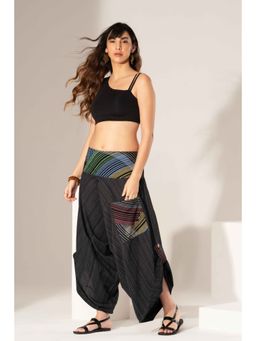 The Veshti Company - Women's Low Crotch Baggy Loose Boho Harem Pants -Black
