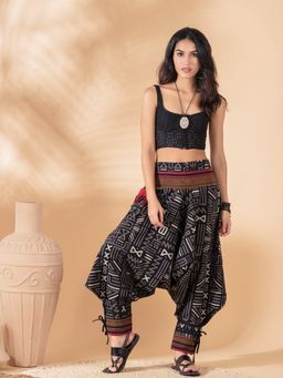 The Veshti Company - Women's Cotton Baggy Bohemian Harem Pants -Shadow Slayer