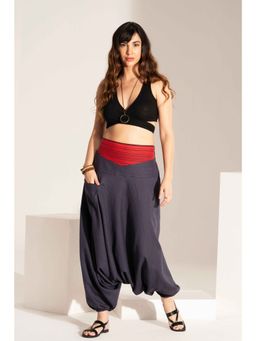 The Veshti Company - Women's Low crotch Loose Baggy Boho Harem Pants -Blue