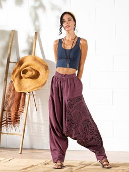 The Veshti Company - Women's Cotton Loose Baggy Printed Harem Pants -Purple - Hell bound Heathen