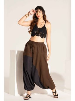 The Veshti Company - Women's Double Colour Loose Baggy Harem Pants -Brown-Black
