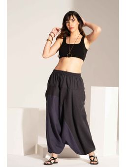 The Veshti Company - Women's Double Colour Loose Baggy Harem Pants -Black-Blue