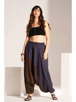 The Veshti Company - Women's Double Colour Loose Baggy Harem Pants -Blue-Brown