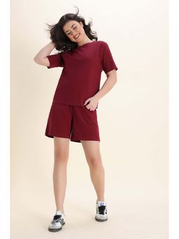 Zivame - Knit Cotton T-shirt and Shorts- Red