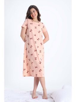 Zivame - Knit Cotton Mid Length Nightdress - Orange