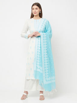 Safaa - Women Cotton Woven Chikankari Design Unstitched Dress Material with Dupatta (Set of 3)