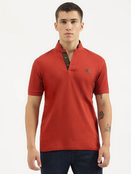 United Colors of Benetton - Red Regular Fit Stand Collar Solid Polo T-Shirt