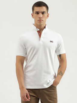 United Colors of Benetton - White Regular Fit Stand Collar Solid Polo T-Shirt