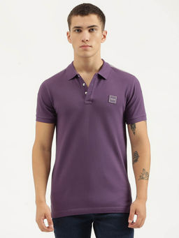 United Colors of Benetton - Purple Regular Fit Polo Neck Solid T-Shirt