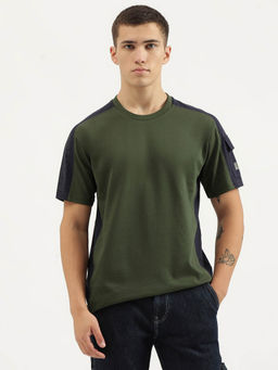 United Colors of Benetton - Green Boxy Fit Round Neck Colorblock T-Shirt