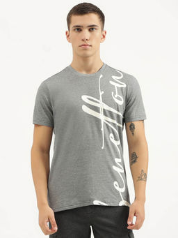 United Colors of Benetton - Grey Relaxed Fit Round Neck Typography T-Shirt