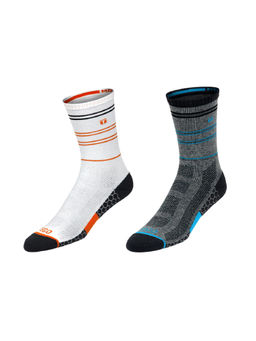 Tego - Unisex Drill Multi-Color Crew Length Cotton Socks (Pack of 2)