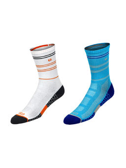 Tego - Unisex Drill Multi-Color Crew Length Cotton Socks (Pack of 2)