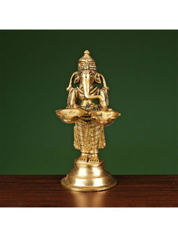 Ekaa Handicrafts - Lord Ganesha Aarti with 2 Diya In Brass
