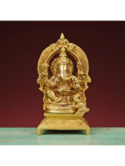 Ekaa Handicrafts - 7.5" Lord Ganesha Statue In Brass