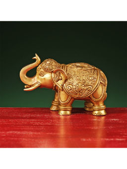 Ekaa Handicrafts - 4" Brass Maharaja Elephant Showpiece for Decor