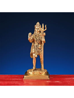 Ekaa Handicrafts - 8.5" Lord Shiva Statue Standing with Trident In Brass