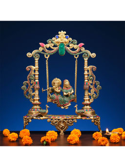 Ekaa Handicrafts - 19" Radha Krishna Statue On Swing for Home Decor