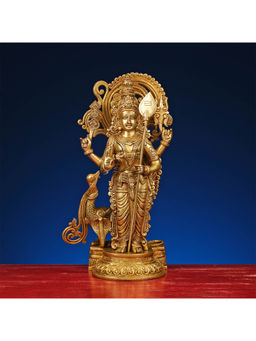 Ekaa Handicrafts - 22" Brass Kartikey Swami Idol with Peacock