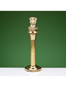Ekaa Handicrafts - 11" Brass Ashok Stambh Decorative Indian Emblem Pillar