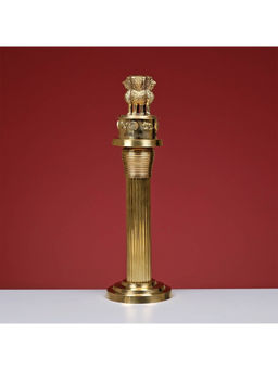 Ekaa Handicrafts - 13" Brass Ashok Stambh Decorative Indian Emblem Pillar