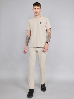 Rock.it - Men's Beige Cotton Blend Textured Co-Ord Set