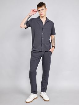 Rock.it - Men's Grey Cotton Blend Textured Co-Ord Set