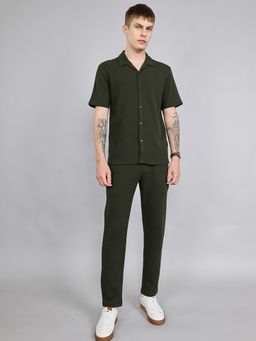 Rock.it - Men's Olive Cotton Blend Textured Co-Ord Set
