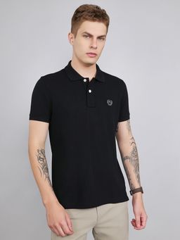 Monte Carlo - Men's Black Regular Fit Half Sleeve Polo Neck T-Shirt