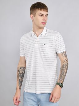 Monte Carlo - Men's White Regular Fit Half Sleeve Stripes Polo T-Shirt