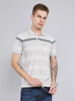 Monte Carlo - Men's Grey Regular Fit Half Sleeve Polo Neck T-Shirt