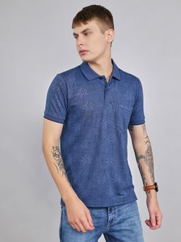 Monte Carlo - Men's Blue Regular Fit Half Sleeve Polo Neck T-Shirt