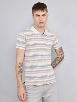 Monte Carlo - Men's Off White Regular Fit Half Sleeve Polo Neck T-Shirt