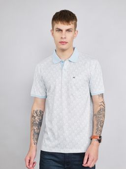 Monte Carlo - Men's Blue Regular Fit Half Sleeve Printed Polo T-Shirt