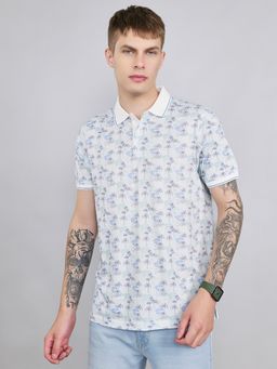 Monte Carlo - Men's White Regular Fit Half Sleeve Printed Polo T-Shirt