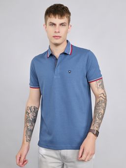 Monte Carlo - Men's Blue Regular Fit Half Sleeve Solid Polo Collar T-Shirt