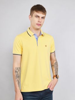 Monte Carlo - Men's Yellow Regular Fit Half Sleeve Solid Polo Collar T-Shirt