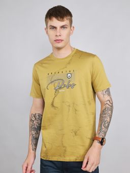 Monte Carlo - Men's Mustard Regular Fit Half Sleeve Typography T-Shirt