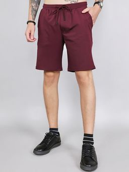 Monte Carlo - Men's Wine Regular Fit Solid Bermuda
