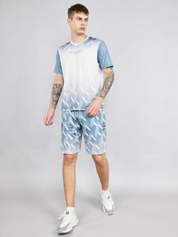 Monte Carlo - Men's Blue Polyester Printed Co-Ord Set