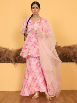 Ethnovog - Ready To Wear Multicolored Printed Kurti and Palazzo with Dupatta (Set of 3)