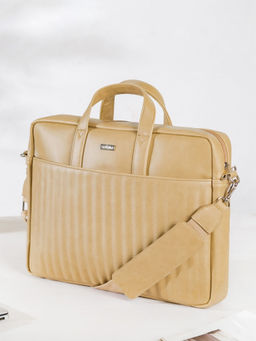 Nestasia - Beige Vegan Leather 15.6 Inch Stylish Laptop Bag For Women