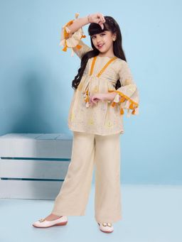 Mini Stitch - Chinon Embroidered Co-Ord Set - Cream